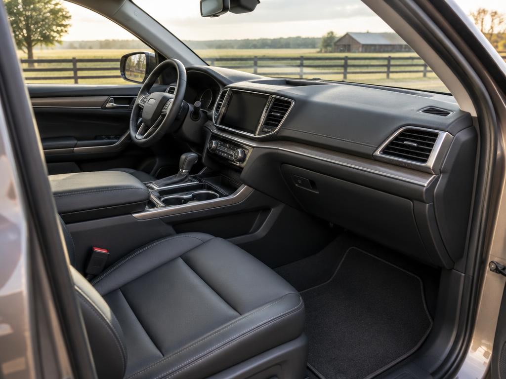 Clean leather interior of a modern SUV cabin